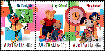 Australia: TV child program characters | Exhibition room of puppetry stamp