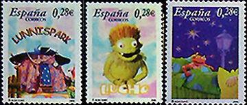 Spain: Children's TV program | Exhibition room of puppetry stamp