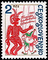 Czechoslovakia: Chrudim amateur puppet festival shake 30th | Puppet Stamp