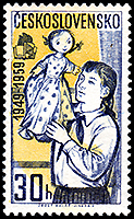 チェコスロバキア（旧）：人形をもつ少女 | 人形劇切手