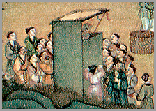 China (Taiwan): People watch the puppet play | Puppet Stamp