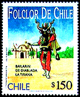 チリ：　ティラナ地方の祭り「悪魔の仮面」_人形劇切手