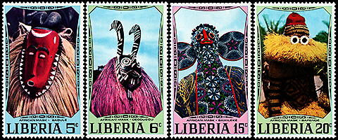 リベリア：　仮面の民族舞踊 | 人形劇切手