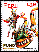ペルー：　プノ地方の聖母カンテラ祭 「悪魔の仮面」_人形劇切手