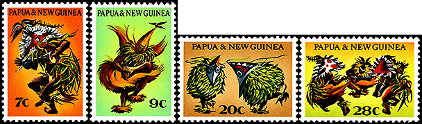 パプアニューギニア：　民俗芸能、仮面のダンス_人形劇切手