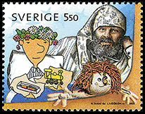 スウェーデンの昔の子どもTV番組 | 人形劇切手