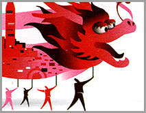 China (Hong Kong): Dragon dance | Puppet Stamp