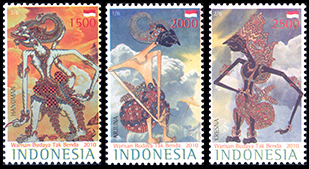 インドネシア：　ワヤン・プルワの人形とクリス | 人形劇切手