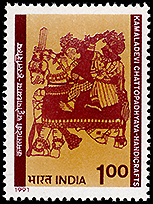India: Leather cut picture crafted (shadow puppet) | Puppet Stamp