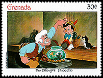 グレナダ：　糸あやつりのピノキオ（誕生） | 人形劇切手