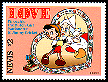 セントクリストファー・ネイビス（セントキッツ）：ピノキオとオランダ娘 | 人形劇切手