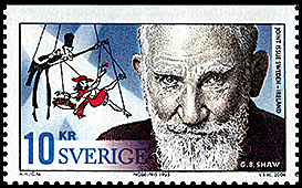 Sweden: Stoing puppet behind the portrait Bernard Shaw