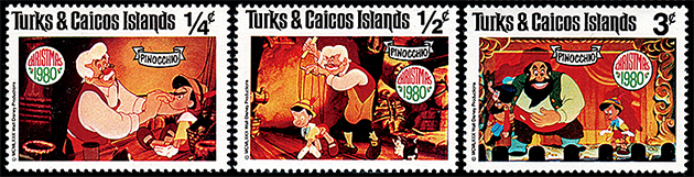 タークス・カイコス諸島）：ピノキオ | 人形劇切手